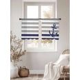 thumbnail image 4 of Anchor Gray Semi Sheer Curtains 45 Inch Length 2 Panels Set, Modern Navy Blue White Striped Nautical Sheer Kitchen Curtain Privacy Voile Window Curtain for Living Room Bedroom Rod Pocket Drapes, 4 of 7