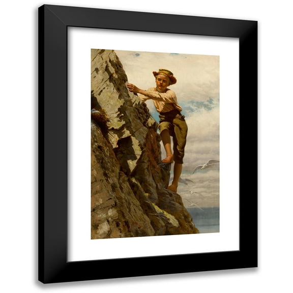John George Brown 11x14 Black Modern Framed Museum Art Print Titled - Great Risks for Small Gains (1878)