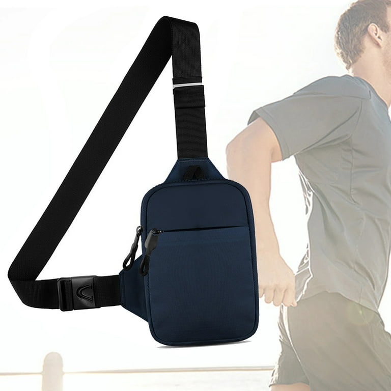 Yuanbang Men s Large Capacity Multifunctional Chest Packs Sports Single Shoulder Running Mobile Phone Shoulder Bag Dark Grey Black