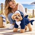 thumbnail image 5 of Shark Dog Blue Pet Outfit with Fin and Tail Size L for Small Medium Dogs Party Photo,L, 5 of 7