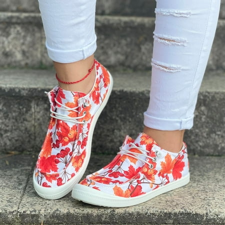 

Christmas Women Shoes Pumpkin Maple Leaf Print Casual Shoes Fashion Soft Sole Non Slip Lazy Casual Shoes