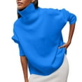 thumbnail image 4 of zaveiop Women's Turtleneck Sweater Chunky Long Sleeve Knitted Pullover Plus Size Casual Trendy 2025 Fall Winter Basic Top (Z-Blue, 3XL), 4 of 6