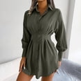 thumbnail image 4 of LYXSSBYX Long Sleeve Dresses Fashion Women Casual Solid V-Neck Long Sleeve Loose T-Shirt Autumn Blouse Button Tops, 4 of 8