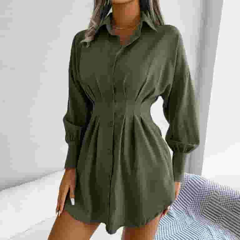 メーカー直売所 Shirt Dresses Dress Sleeve Long Down Button UK Women for Clothing
