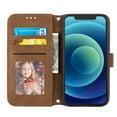 thumbnail image 4 of Dteck For iPhone 12,Hybrid Shockproof Wallet Stand Flip Leather Shoulder Strap Card Slot Full body protection 6.1",Brown, 4 of 6
