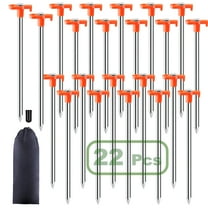 cyrico 22 Pcs Tent Stakes, 9.84 Inch Heavy Duty Galvanized Non-Rust Ground Stakes Metal Tent Pegs Ground Stakes Tent Spikes for Camping Patio, Garden, Canopies, Grassland, Outdoor, Orange
