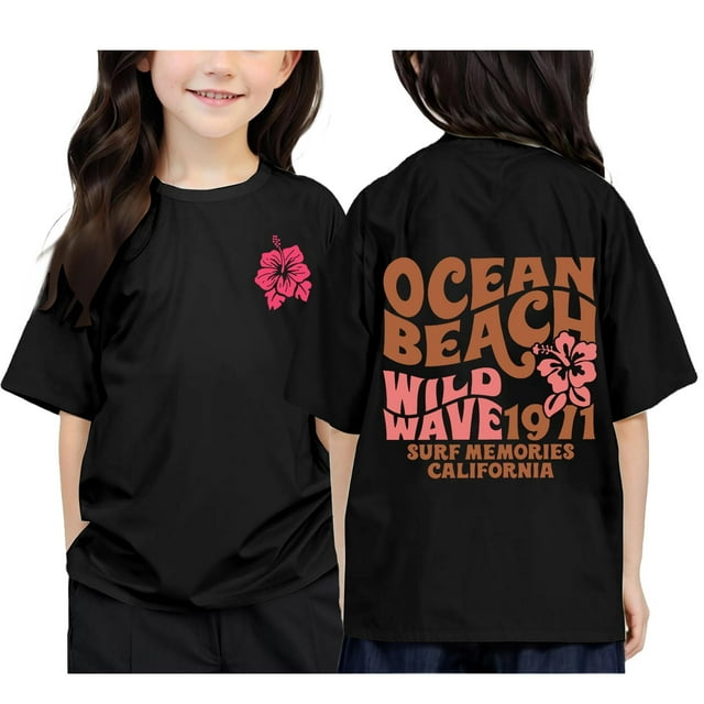 HNMKIU Chemise à Manches Courtes Tendance pour Enfants Tee pour Confort et Style Toute la Journée - Col Rond Imprimé Polyvalent pour Filles
