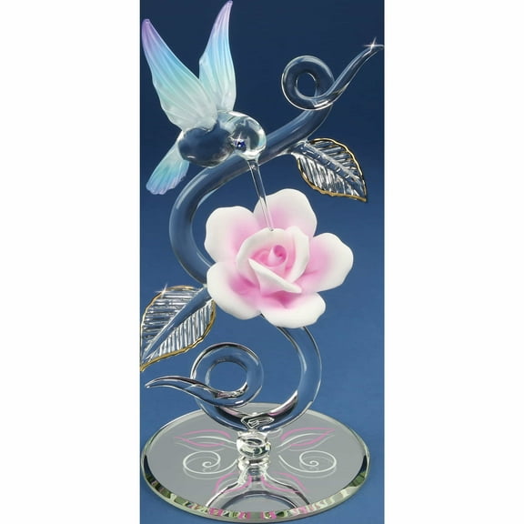 Fashion Hummingbird, Rose Vine Glass Figurine (8.06 X 7.06) Made In China -Jewelry By Sweet Pea