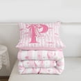thumbnail image 5 of Erosebridal Pink Initial Alphabet P Full Size Comforter Sets,Cute Coquette Bowknot Kids Bedding Sets For Girls,Pink Reversible,3pcs, 5 of 7