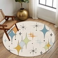 thumbnail image 2 of Round Rugs 8 Ft, Blue Yellow Diamond Non Slip Area Rugs for Kitchen Bedroom Entryway, Modern Geometric Middle Century Beige Washable Carpet Runner Rug Floor Mats for Bedroom Home Decor, 2 of 8