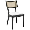thumbnail image 3 of Modway Caledonia 19" Rattan Wood Fabric Dining Chair in Black/White (Set of 2), 3 of 10