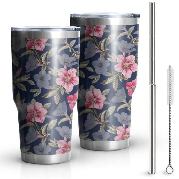 30oz Pioneer Flower Tumblers Stainless Steel Tumbler with Lid and Straw,Vacuum Insulated Double Wall Travel Tumbler Cups Mug with Cleaning Brush for Coffee,Tea