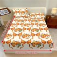 thumbnail image 3 of Garronmavis Fall Pumpkin Bow Print Twin Size Bedding Set, 3 Piece Soft Microfiber Bed Sheet Set with Deep Pocket Fitted Sheet & 2 Pillow Shams for Autumn Thanksgiving, 100cm*190cm, 3 of 7