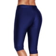 thumbnail image 3 of Fangasis Women Bathing Suit Knee Length Swimwear Elastic High Waist Swimsuit Ladies Athletics Board Short Boyshorts Summer Holiday Swim Shorts Navy Blue L, 3 of 7