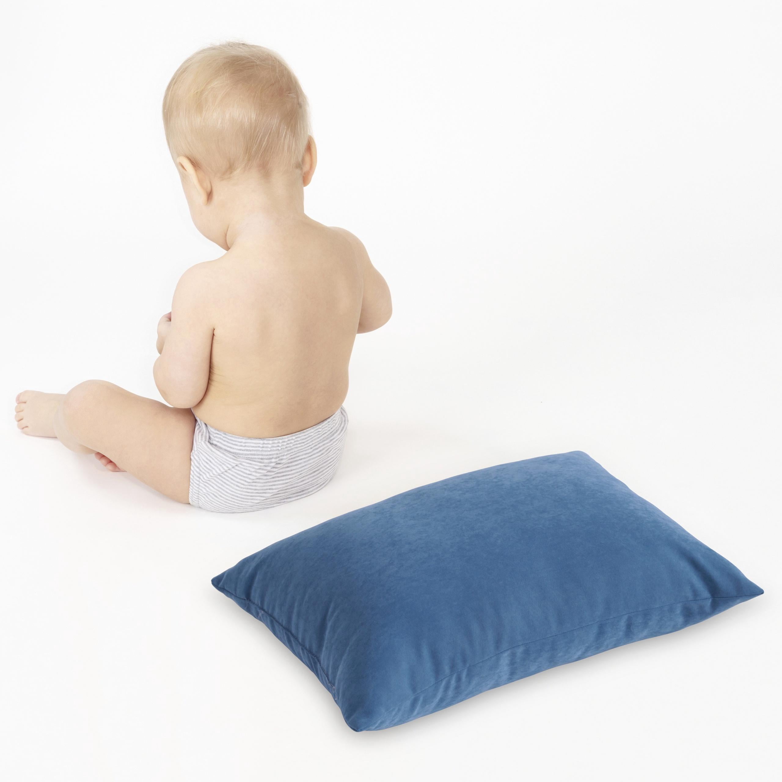 Flxxie 2 Pack Microfiber Soft Toddler Pillows for Sleeping, Small Kids Travel Pillows, Machine Washable, Perfect for Toddler Bed, 13" x 18", Denim Blue
