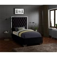 thumbnail image 2 of Maklaine Contemporary Solid Wood and Velvet Twin Bed in Black, 2 of 8