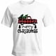 thumbnail image 1 of Camisetas gráficas informales de manga corta para hombre con diseño de camión de granja y Feliz Navidad, 1 of 8