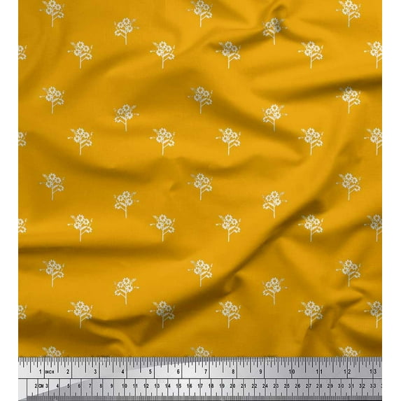 Soimoi Silk Fabric Artistic Floral Print Sewing Fabric Yard 42 Inch Wide