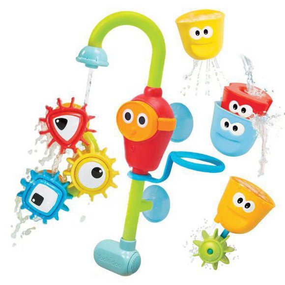 Jouets de Bain Yookidoo (pour Tout-Petits 1-3 ans) - Spin N Sort Spout Pro - 3 Tasses Empilables, Tuyau et Bec, Ventouses Tournantes pour Amusement dans le Bain