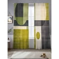 thumbnail image 2 of Abstract Color Block Sheer Curtains for Living Room Bedroom, Light-filtering Sheer Curtain, Green Yelow Geometric Modern Style Rod Pocket Voile Window Treatment Drapes, 52’’Wx84’’L, 2 Panels Set, 2 of 7