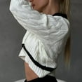 thumbnail image 5 of Crunowin Women's Cropped Sweater, Solid Color V Neck Loose Fit Comfort Wear Long Sleeve Casual Pullover Tops White L, 5 of 8