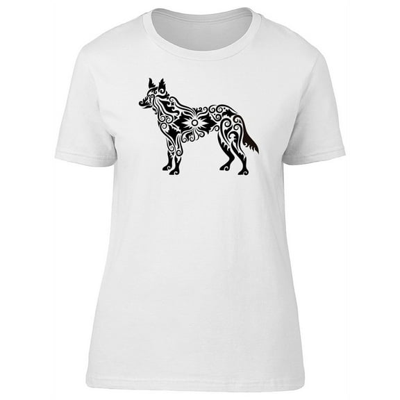 Beautiful Paisley Wolf Doodle T-Shirt Women -Image by Shutterstock, Female x-Large