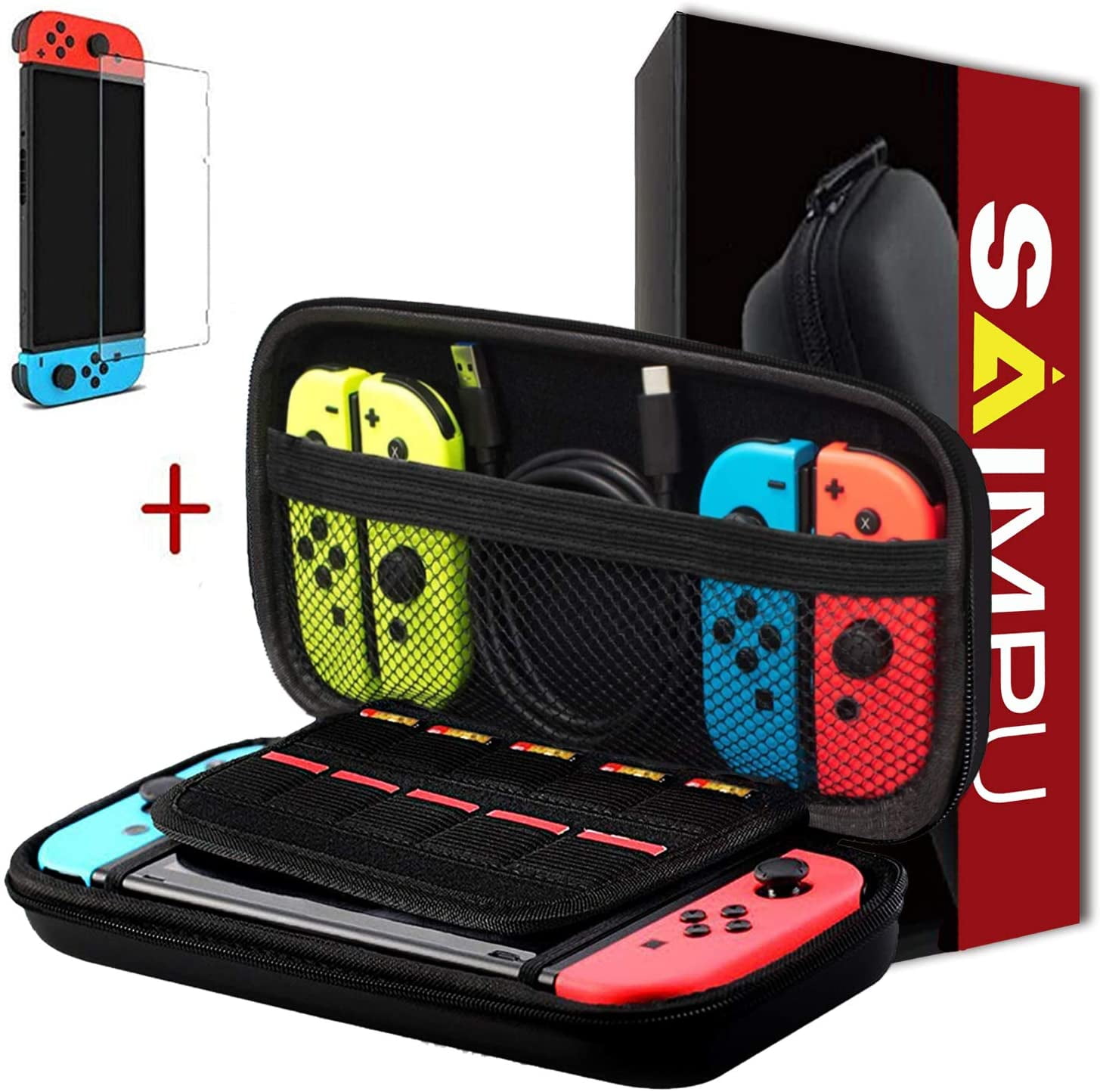 Nintendo Switch Case Carrying Case and Tempered Glass Screen