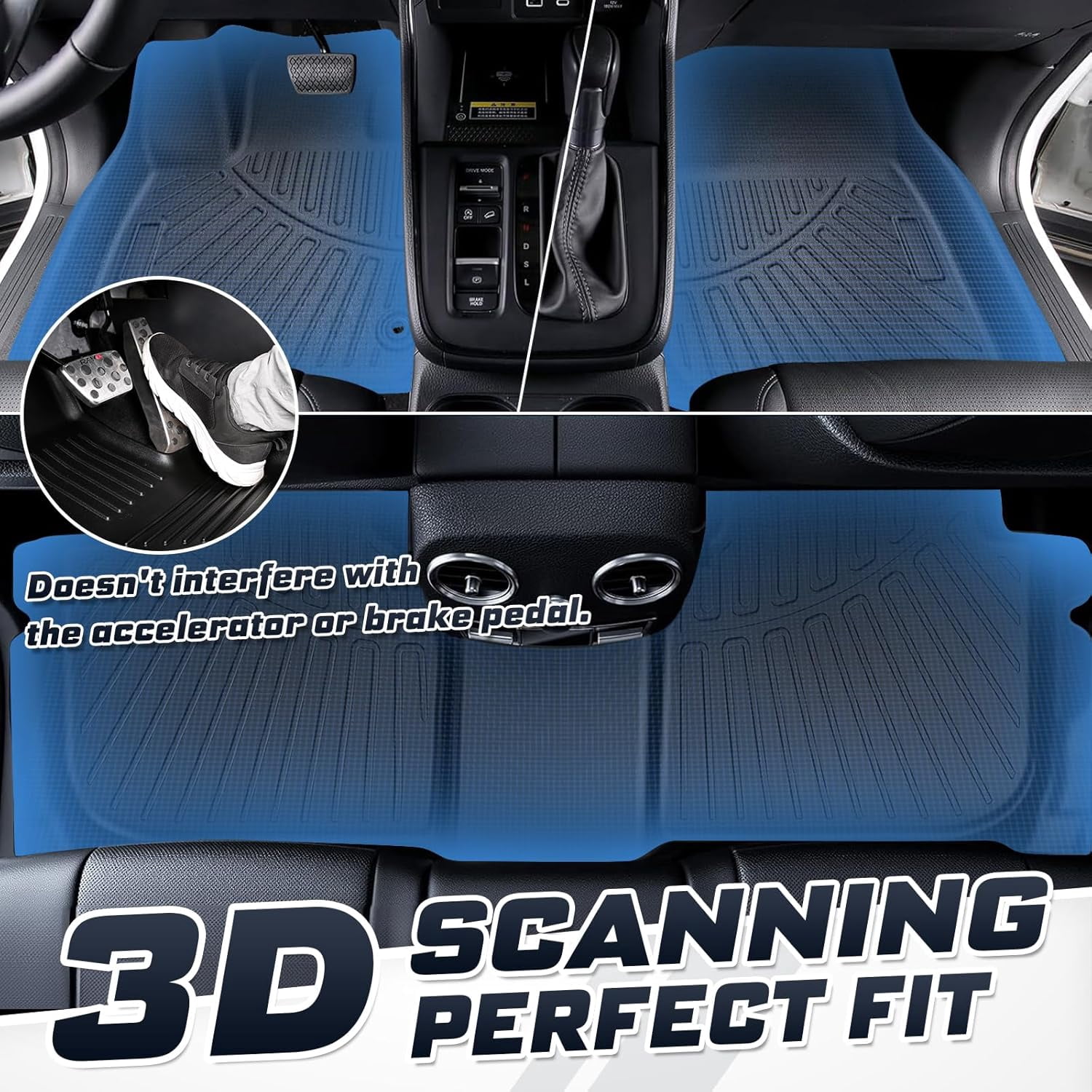 Floor Mats&Cargo Liner for Honda CR-V/CR-V 2023,All Weather Protection TPE CRV Cargo mats,4PCS 1st&2nd&3rd Row Full Set Floor Liners CRV 2023 Car Mats Accessories Black