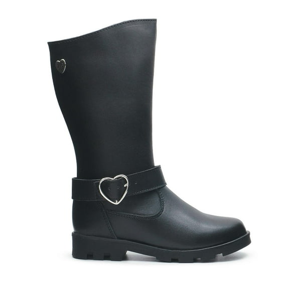 Bota Dogi Para Niña Antiderrapante Hebilla Corazón 100% Piel negro 20.5