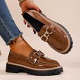 thumbnail image 3 of Women Chunky Heel Loafers Anti-Slip Lug Sole Platform Casual Work Business Dress Shoes, 3 of 6