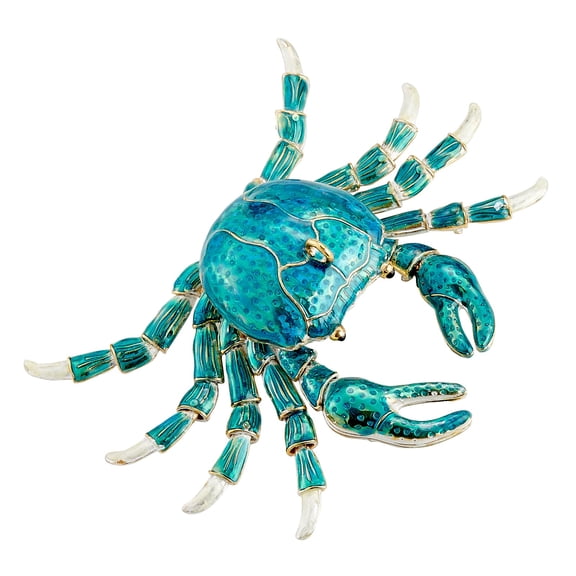 Blue Crab Articulated Metal Enamel Christmas Tree Ornament