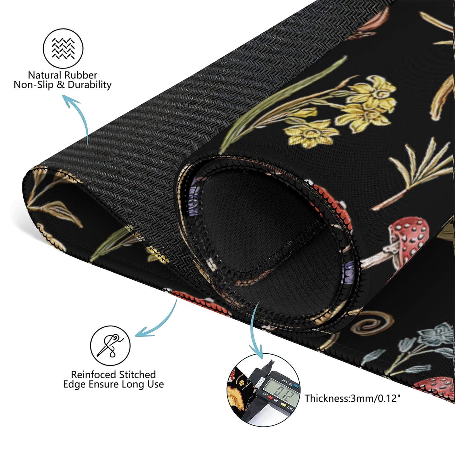 31.5 Inch Botanical Game Mat Made of Premium Rubber Material with Anti-Slip Surface Grip and Noise Dampening Properties for Mahjong Tiles Board Games