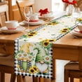 thumbnail image 5 of Sunflower Gnomes Table Runner - 72 Inch Long Spring Farmhouse Vintage Daisy Leaf Plaid Cotton and Linen Blended Dress Scarves Farmhouse Table Runner for Kitchen Dining, Coffee Table, 13" x 72", 5 of 8