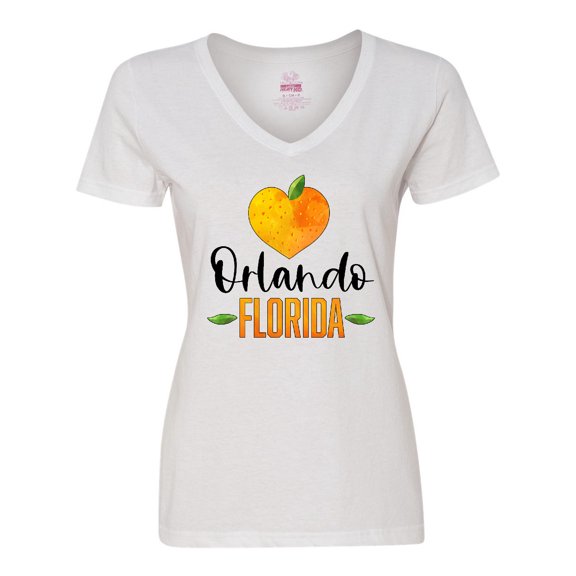 Inktastic Orlando Florida Orange in Heart Women's V-Neck T-Shirt