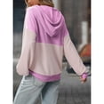 thumbnail image 2 of Defitshape Women's Drawstring Hoodie Drop Shoulder Hoodies Elasthane Fall Long Sleeve Hood Loose Fashion Hoody Light Purple X-Large, 2 of 5