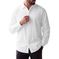 thumbnail image 4 of INSPIRE CHIC Back to School Men's Long Sleeve Button Down Solid Linen Dress Shirt M White, 4 of 6