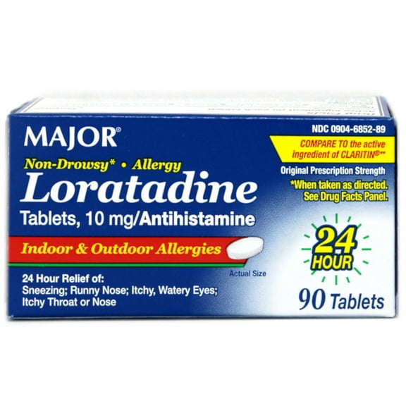 Major Non-Drowsy Allergy Loratadine 10mg Antihistamine, 90 Tablets