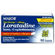Major Non-Drowsy Allergy Loratadine 10mg Antihistamine, 90 Tablets