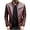 Wine, variant on XMMSWDLA Tops for Men Autumn Pure Color Stand Collar Imitation Leather Jacket Coat