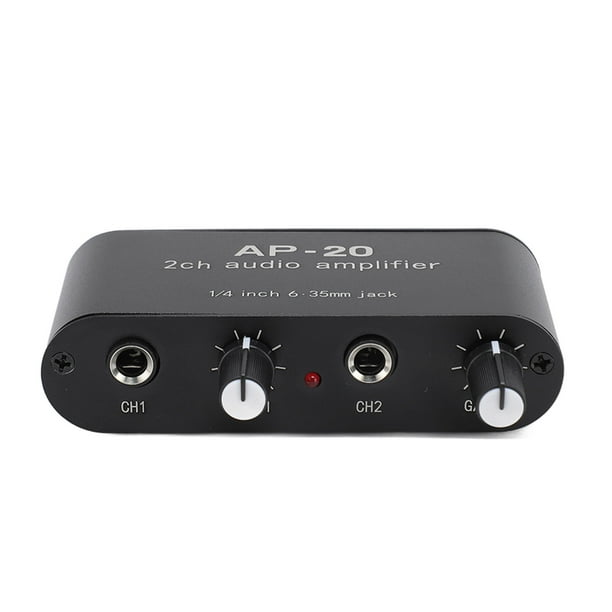 Amplificador de Sonido, Amplificador Estéreo de 1/4 Pulgadas DC 5-12V Fuente de Alimentación de 2 Canales Aleació de Aluminio para Instrumentos de Sonido