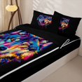 thumbnail image 3 of Manfei Wild Wolf Zipper Twin Comforter Sets with Fitted Sheet and 2 Pillowcases,Jungle Animal Zipper Bedding Set,Multicolor,Black Reversible,4pcs, 3 of 8