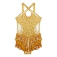 thumbnail image 3 of YONGHS Kids Girls Latin Salsa Tango Dance Dress Sleeveless Sequins Tassel Gymnastics Skirted Leotard Yellow 8, 3 of 7