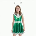 thumbnail image 2 of CAUYDY Kids Girls Halloween Alien Sleeveless Metallic A-line Dance Dress for Stage Performance(Z03-Green,9-10 Y), 2 of 6