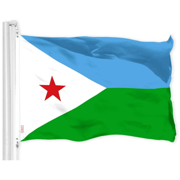 G128 Djibouti Djiboutians Flag | 3x5 Ft | LiteWeave Pro Series Printed 150D Polyester | Country Flag, Indoor/Outdoor, Vibrant Colors, Brass Grommets