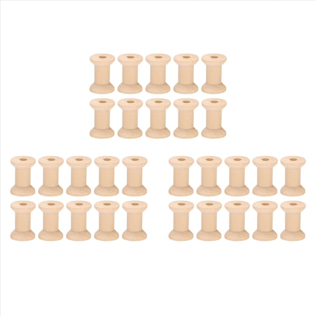 30 Piezas de Carretes de Hilo VacíO de Madera Color Natural 29 mm X 23 mm
