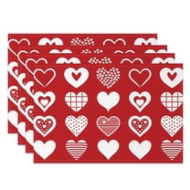 SUNOLIFE Valentine's Day Placemats Set of 4,Red Valentine Heart Table Place Mats 12x18 inch