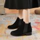 thumbnail image 2 of Zapatos Botines de mujer Botas estilo retro para mujer simples de Color sólido cómodas acolchadas cálidas con tacón grueso media talla grande estilo occidental botines botas (Black 7), 2 of 5