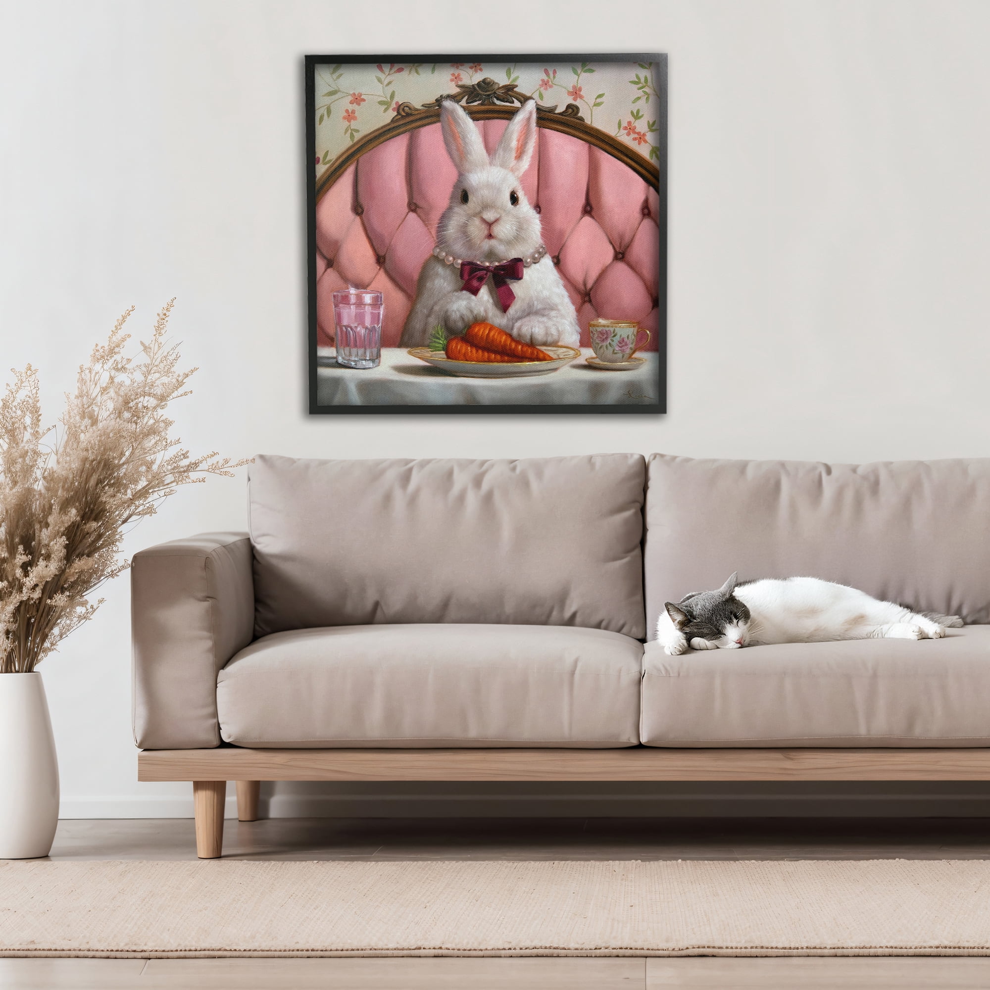 Stupell Industries Bun Appetit Rabbit Dining Black Framed Giclee Art, design by Lucia Heffernan