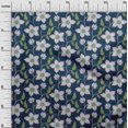 thumbnail image 2 of oneOone Cotton Jersey Royal Blue Fabric Leaves & Flower Floral Craft Projects Decor Fabric Printed By The Yard 58 Inch Wide, 2 of 4