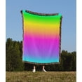 thumbnail image 2 of Bright Green, Yellow, Pink, Blue, Aqua, Rainbow Effect, Woven Blanket, 2 of 4